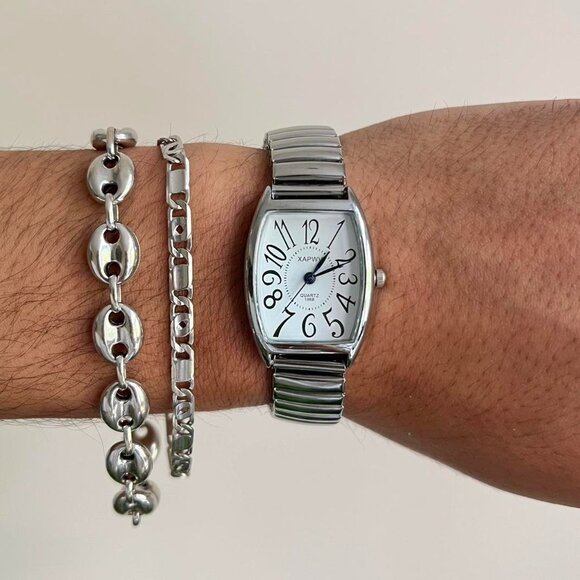 2000s vintage style dainty square stainless steel quartz luxury watch - Picture 2 of 8